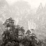 Black and white photograph by Bernard Donjean that shows ... (name of the photograph : Zhangjiajie, #2)