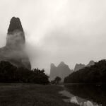 Black and white photograph by Bernard Donjean that shows ... (name of the photograph : Li River, #3)