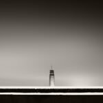 Black and white photograph by Bernard Donjean that shows the lighthouse of the Monsin Island in Liège (name of the photograph : Light off)