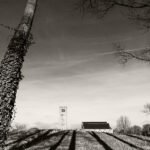 Black and white photograph by Bernard Donjean that shows the Church of Our Lady in Damme (name of the photograph : Church of Our Lady)