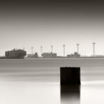 Black and white photograph by Bernard Donjean that shows the harbour of Zeebrugge (name of the photograph : Zeebrugge Harbour)