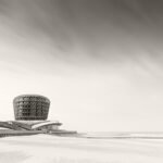 Black and white photograph by Bernard Donjean that shows the casino of Middelkerke (name of the photograph : Casino Nautilus)